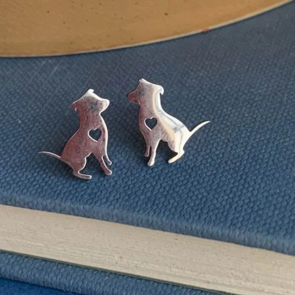 Brand new dog lover stainless steel tiny and cute puppy stud earrings